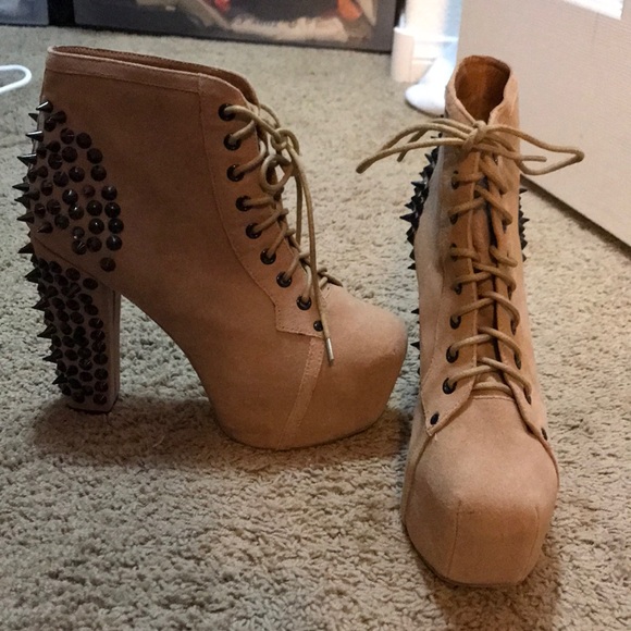 Jeffrey Campbell Taupe studded spiked lita sz 9 - Picture 2 of 5